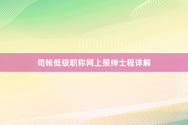 司帐低级职称网上报绅士程详解