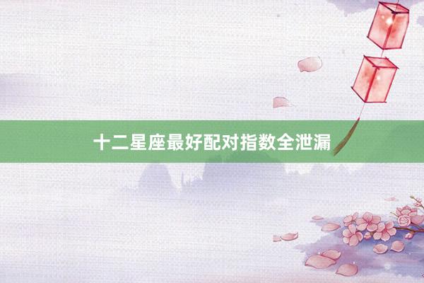 十二星座最好配对指数全泄漏